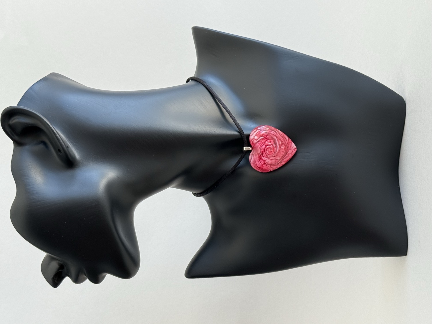 Pink rose heart pendant