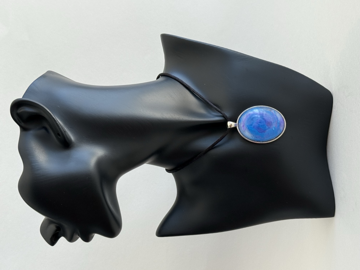 Blue purple oval pendant