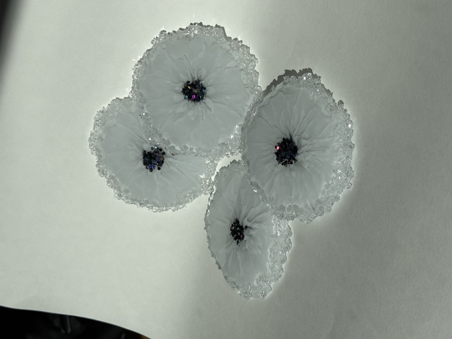 Clear white daisy coaster set