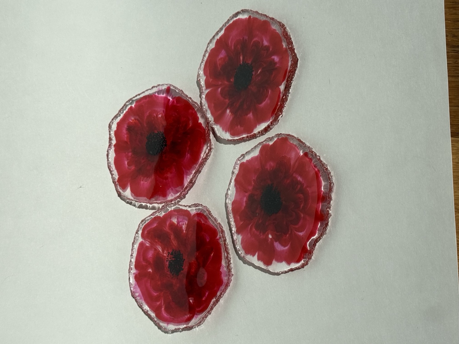 Red poppy coaster set