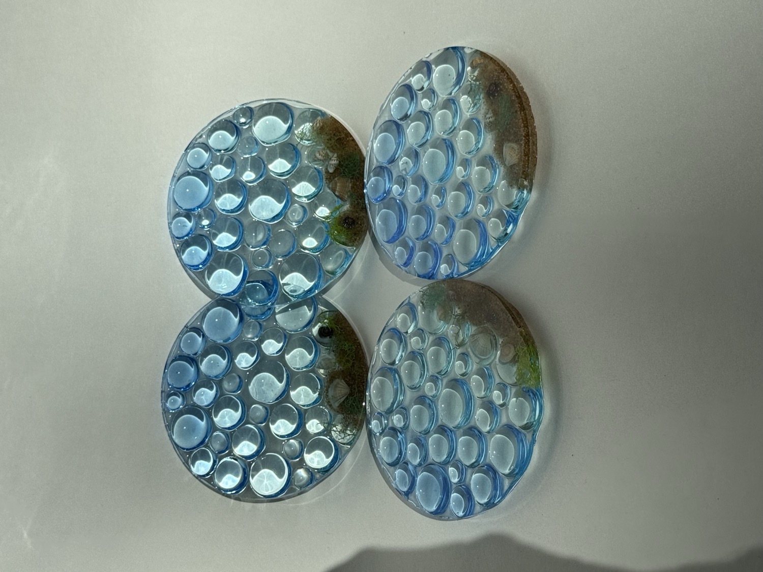 Blue bubble round coaster set
