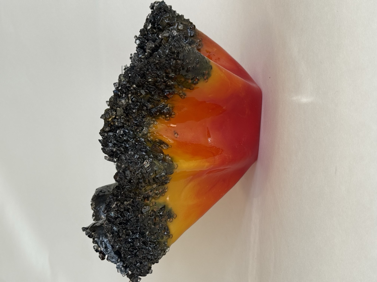 Orange red yellow geode art piece