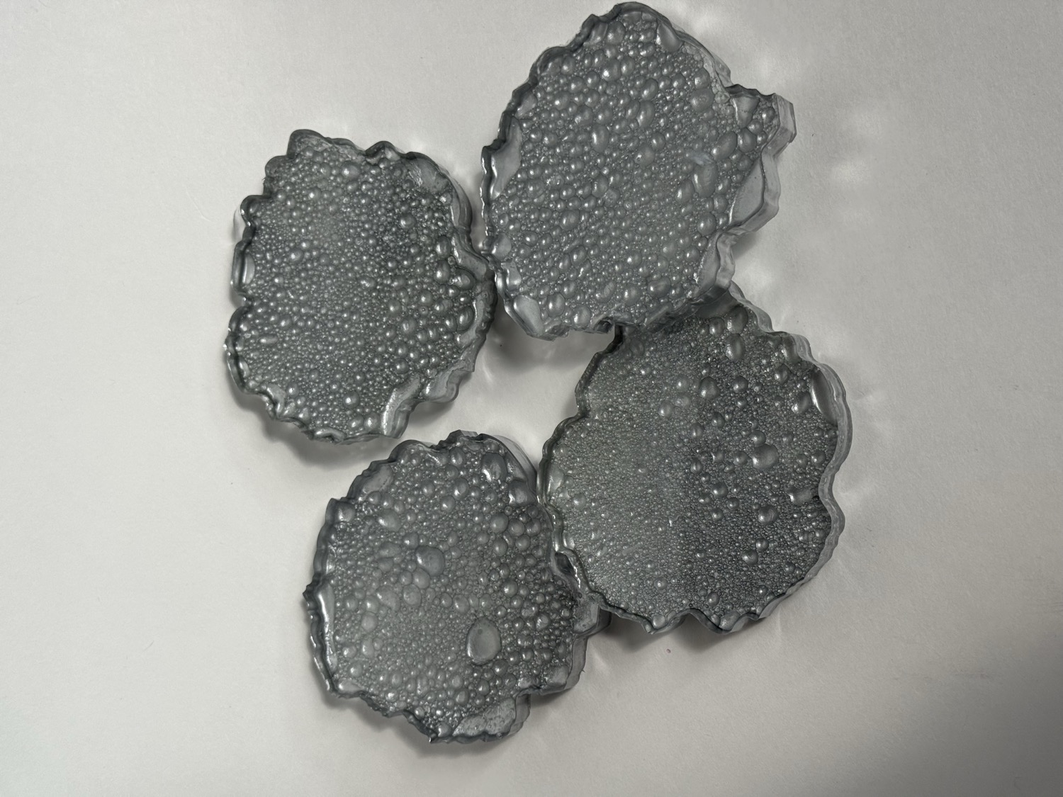 Grey silver bubble coaster set