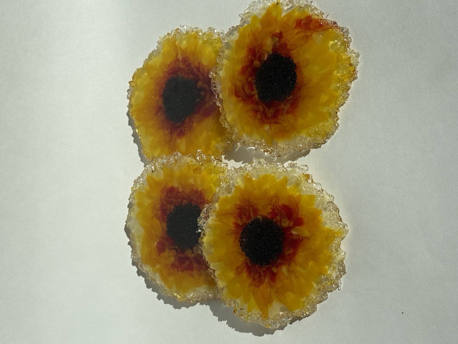 Yellow orange sunflower coaster set