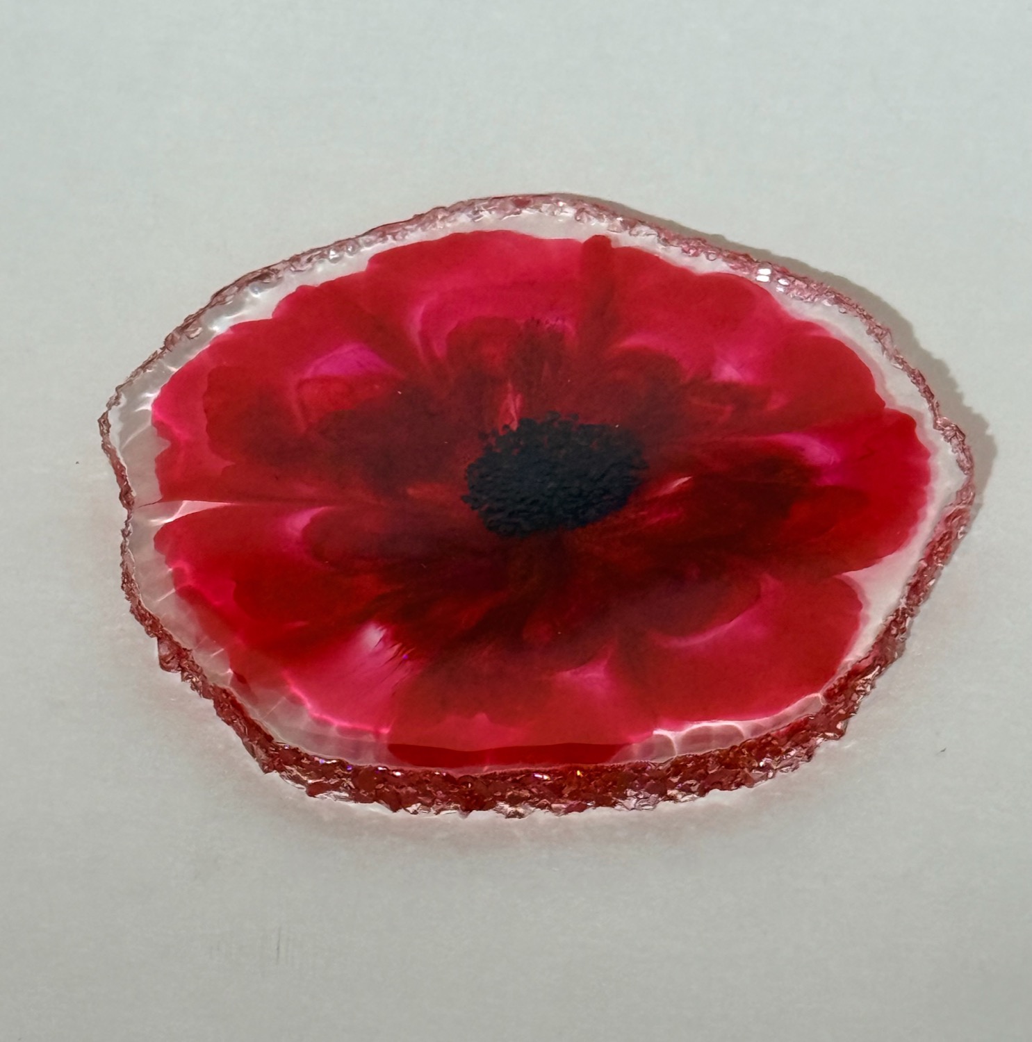 Red poppy coaster view 2