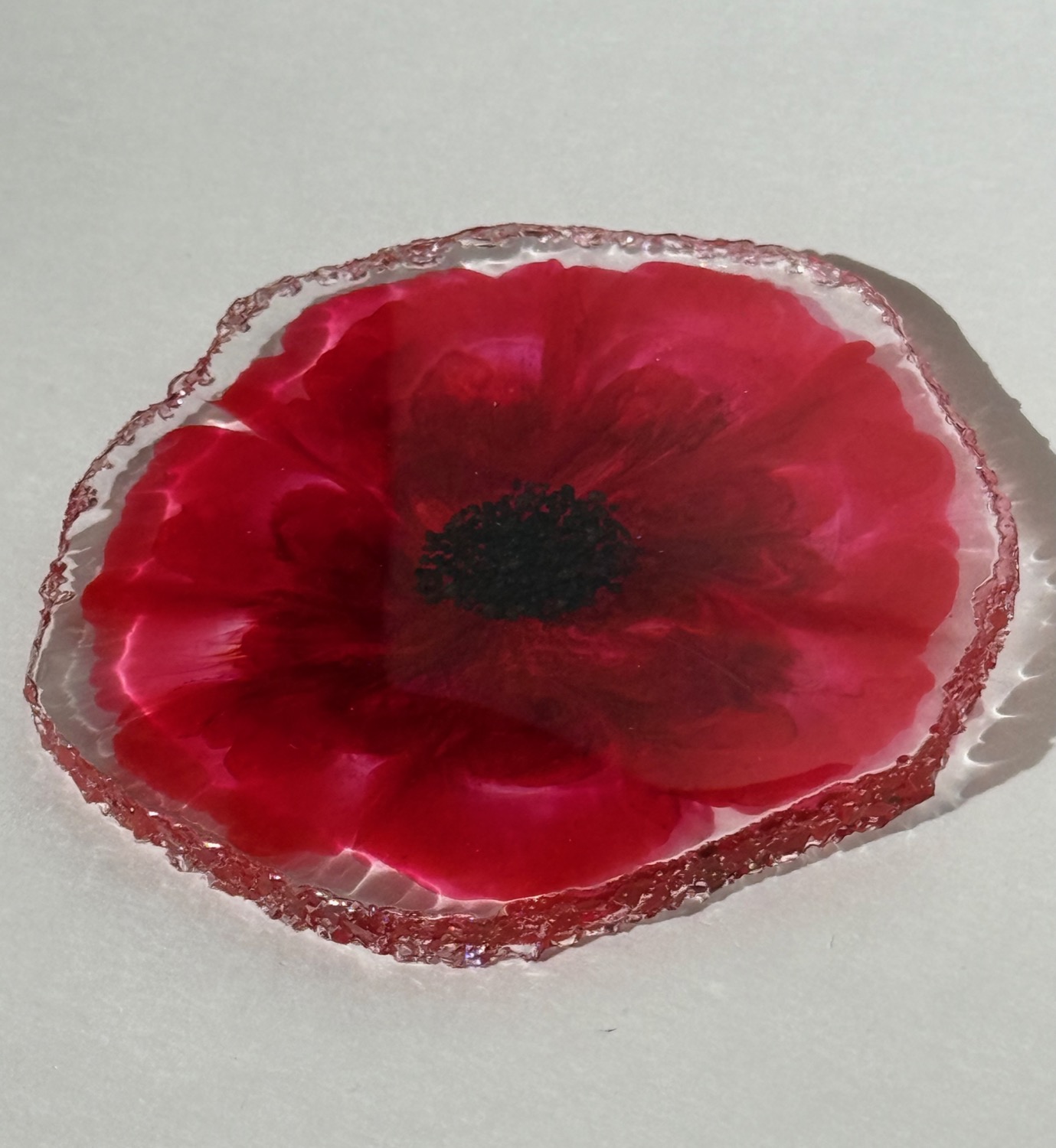 Red poppy coaster view 3