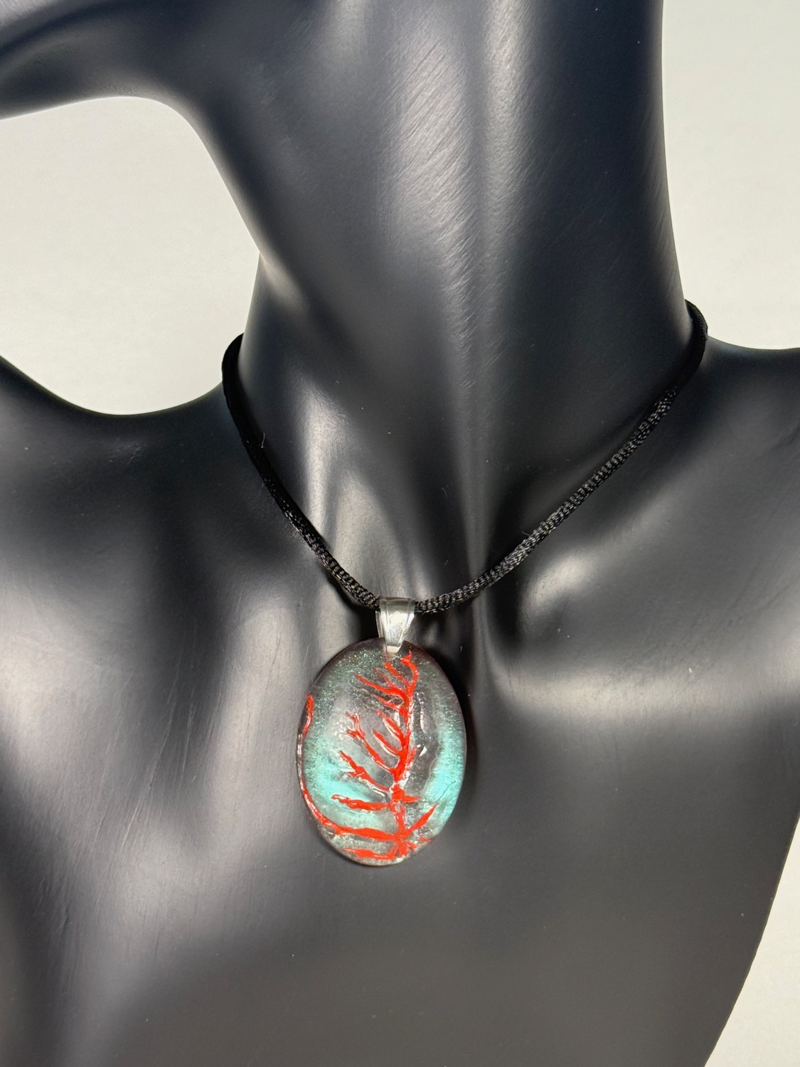 Coral branch pendant view 2