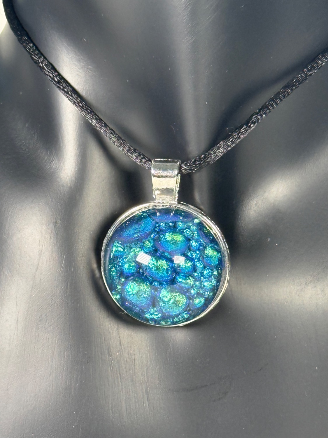 Teal moon pendant view 3