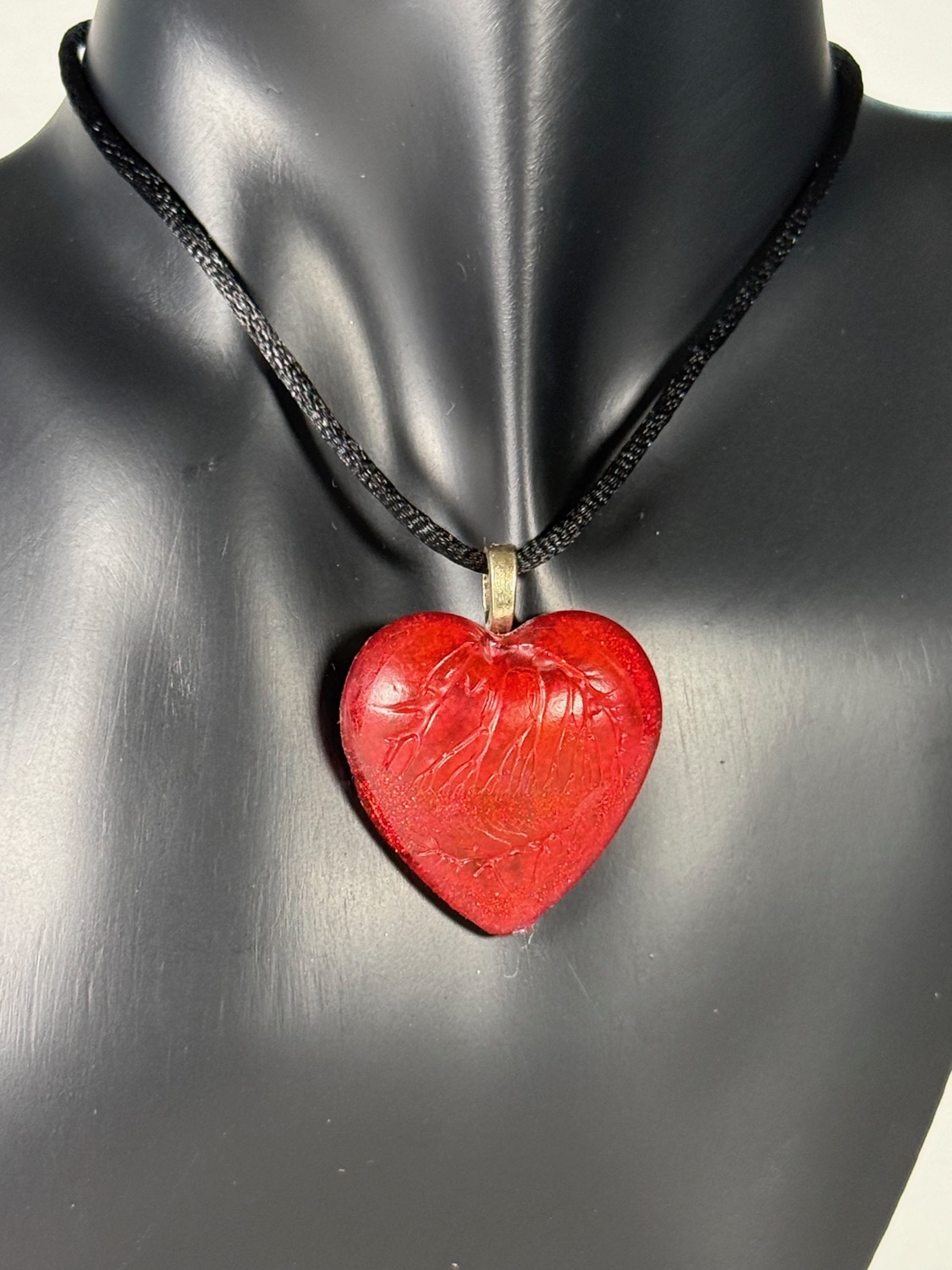 Red heart pendant view 2