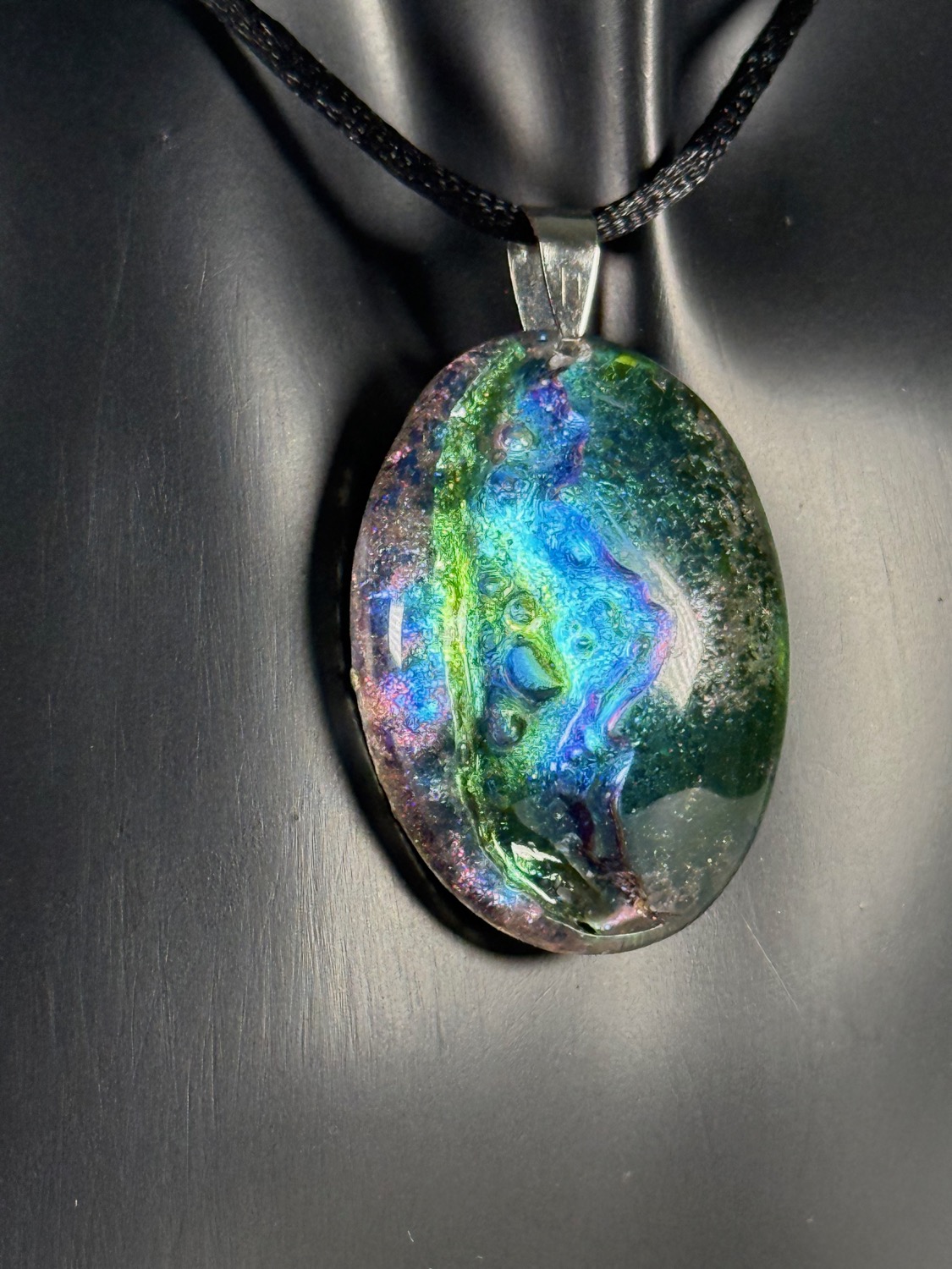 Teal wave pendant view 5