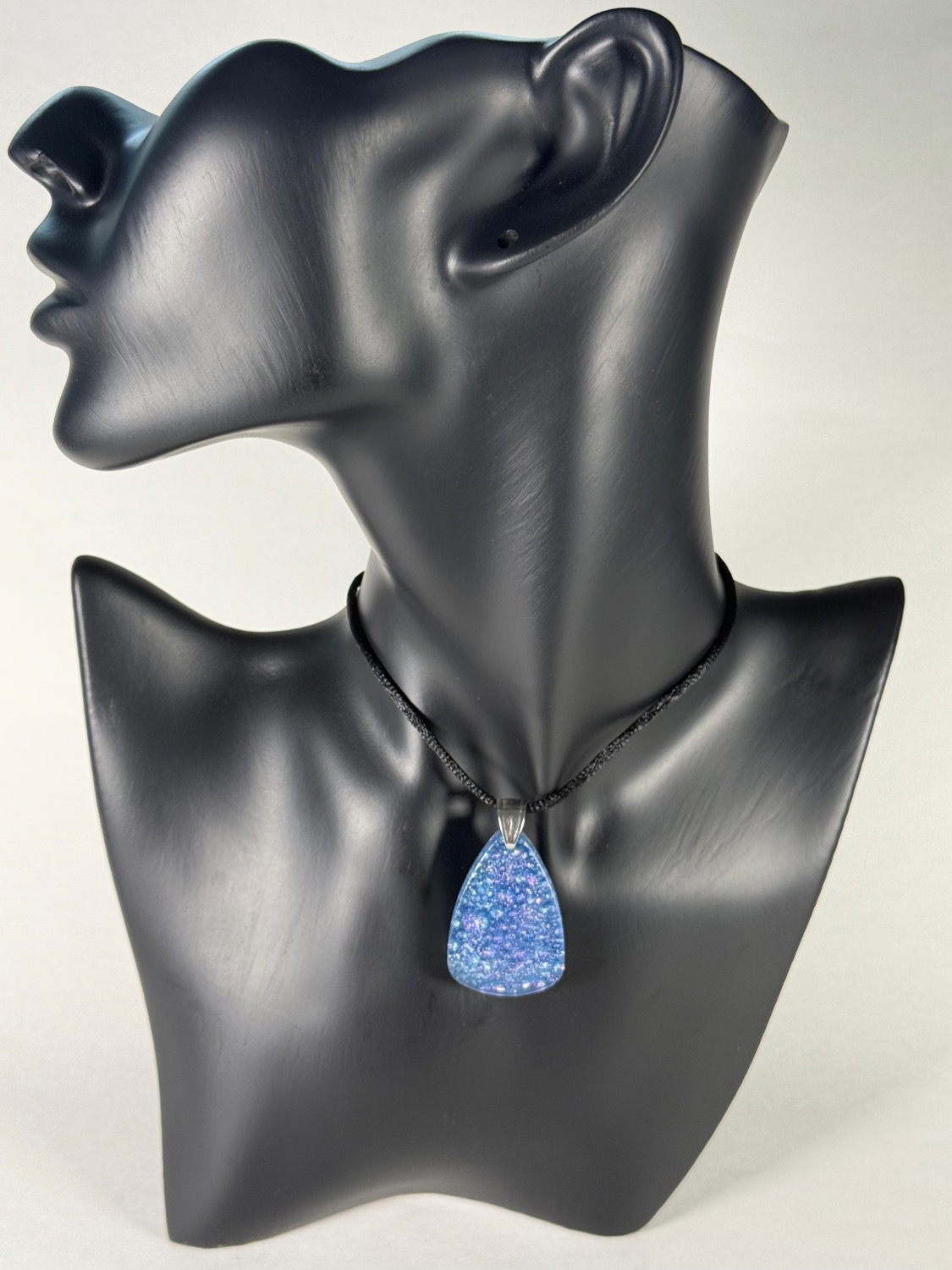 Blue purple sparkle triangle pendant