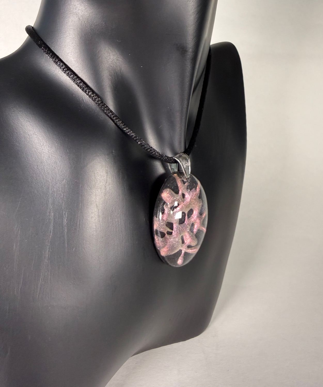 Dark coral branch oval view 4