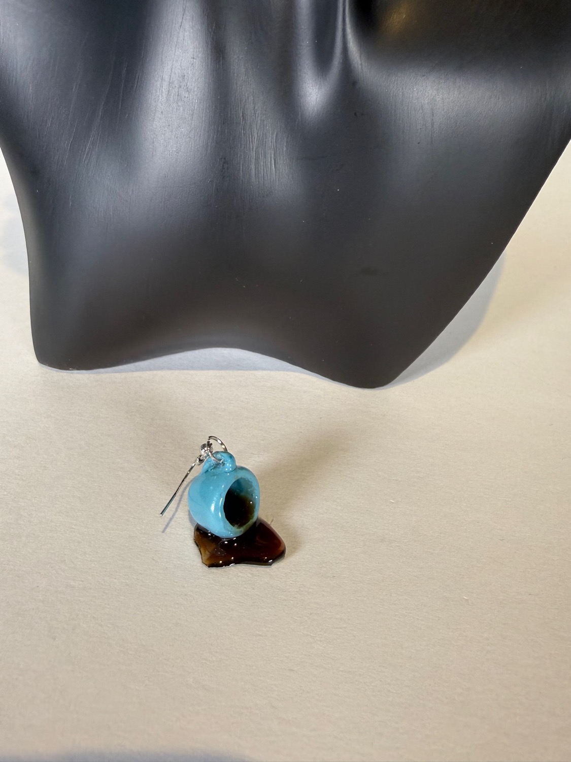 Spilled coffee earrings view 2