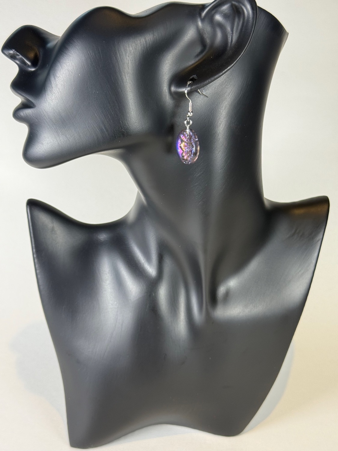 Blue oval earrings view 2