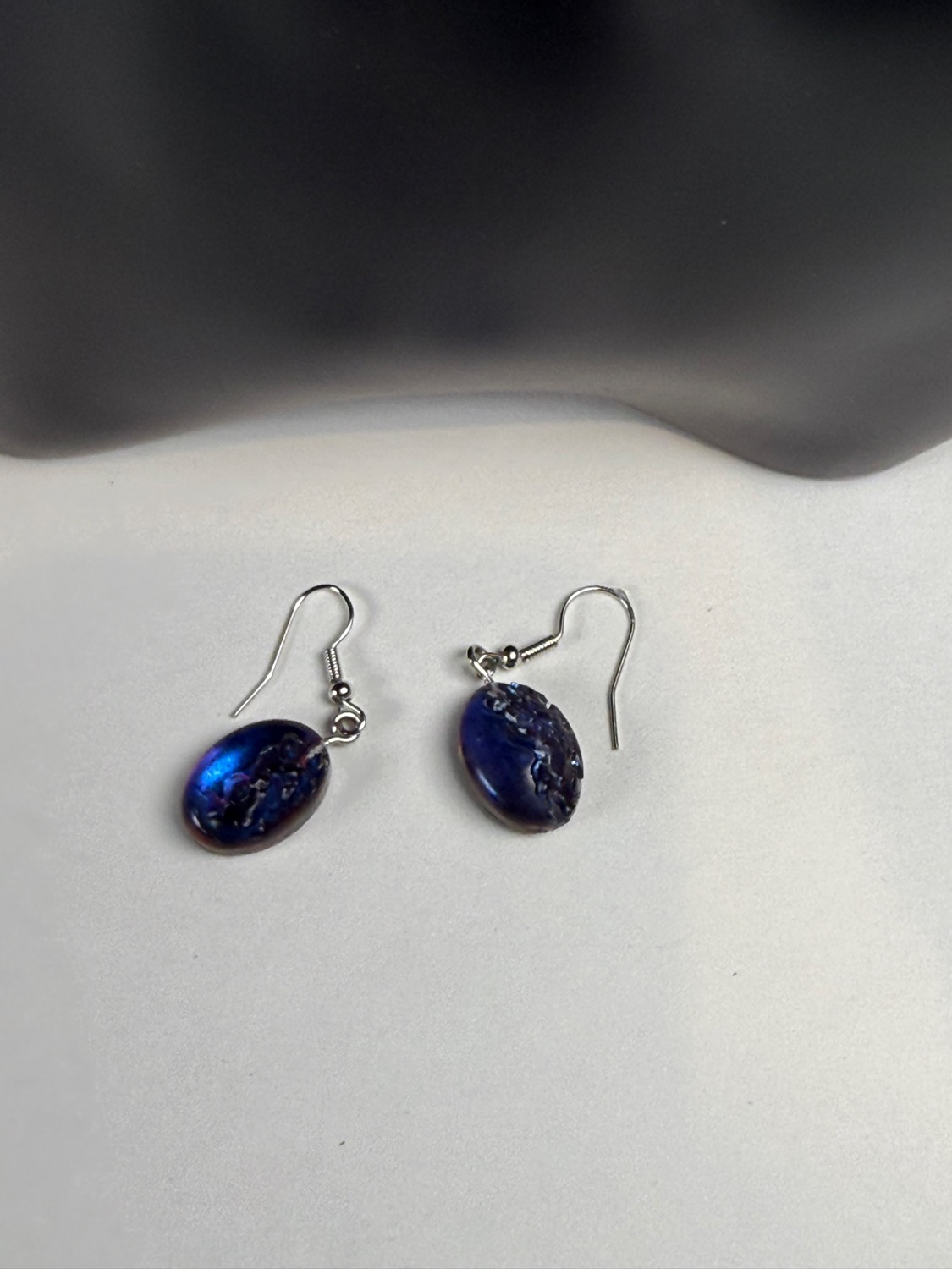 Blue oval earrings view 4