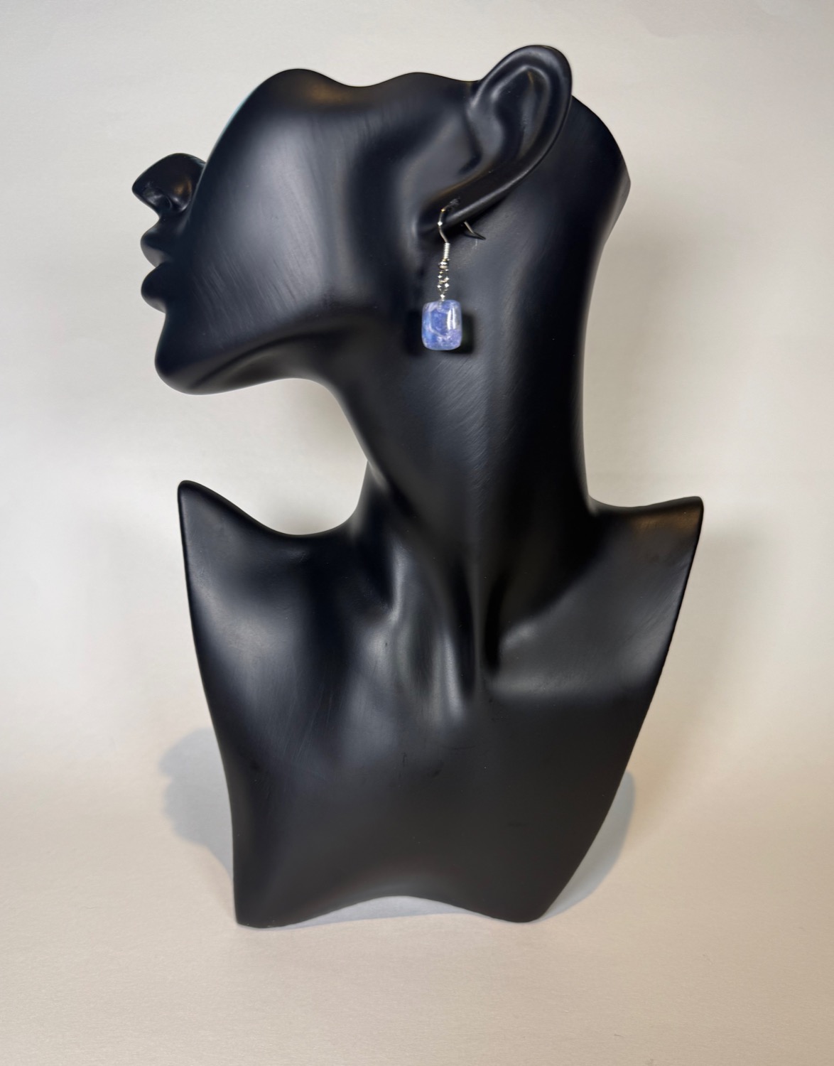 Pale blue marble square earrings