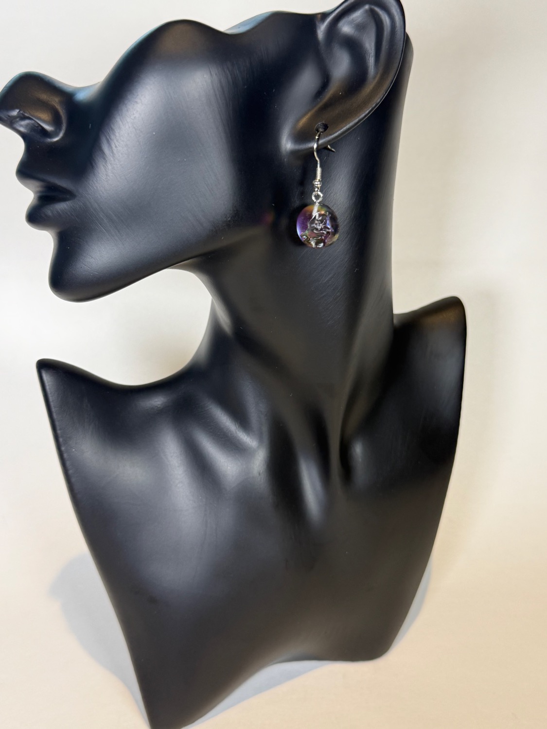 Purple galaxy earrings view 2