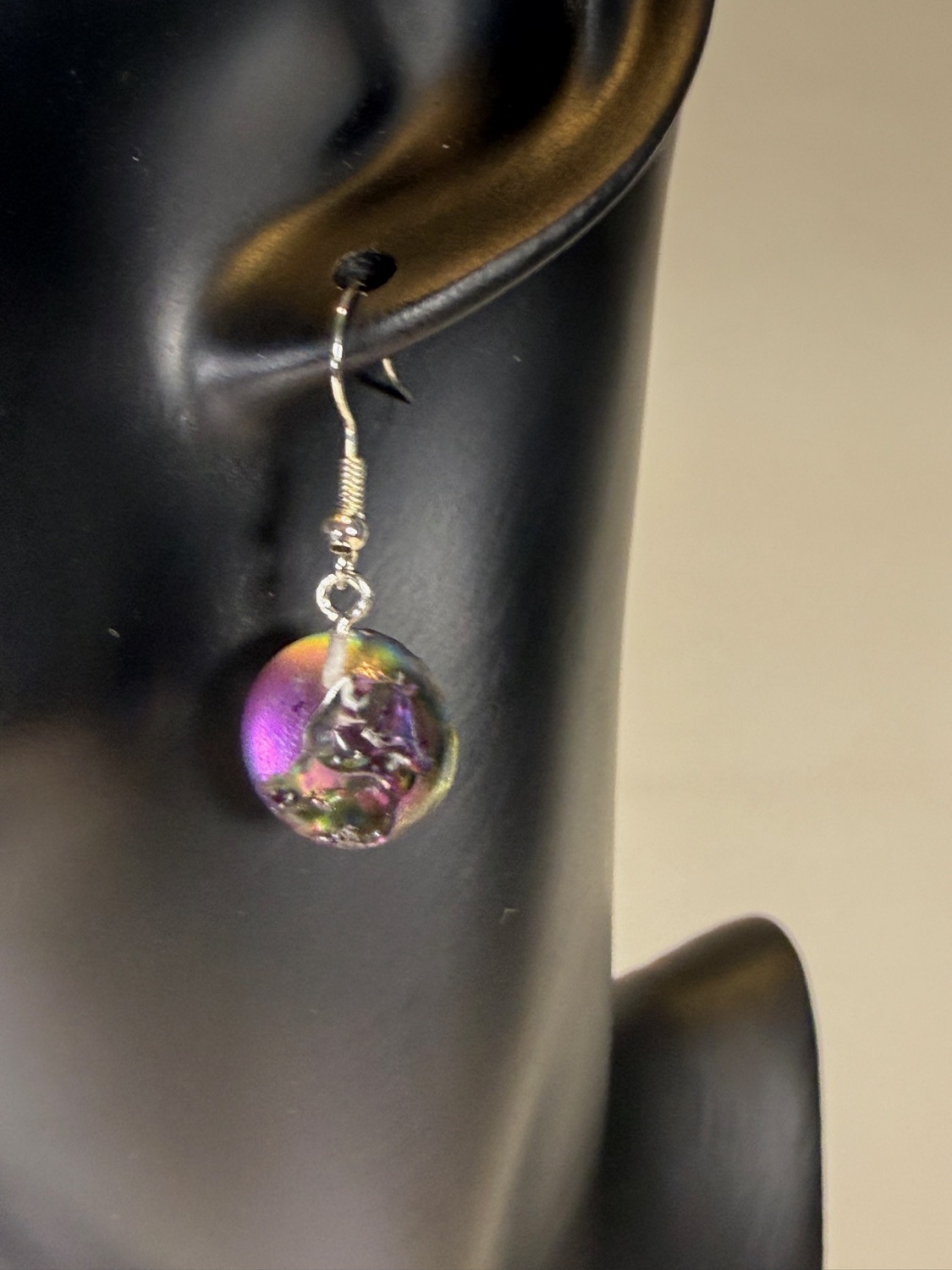 Purple galaxy earrings view 4