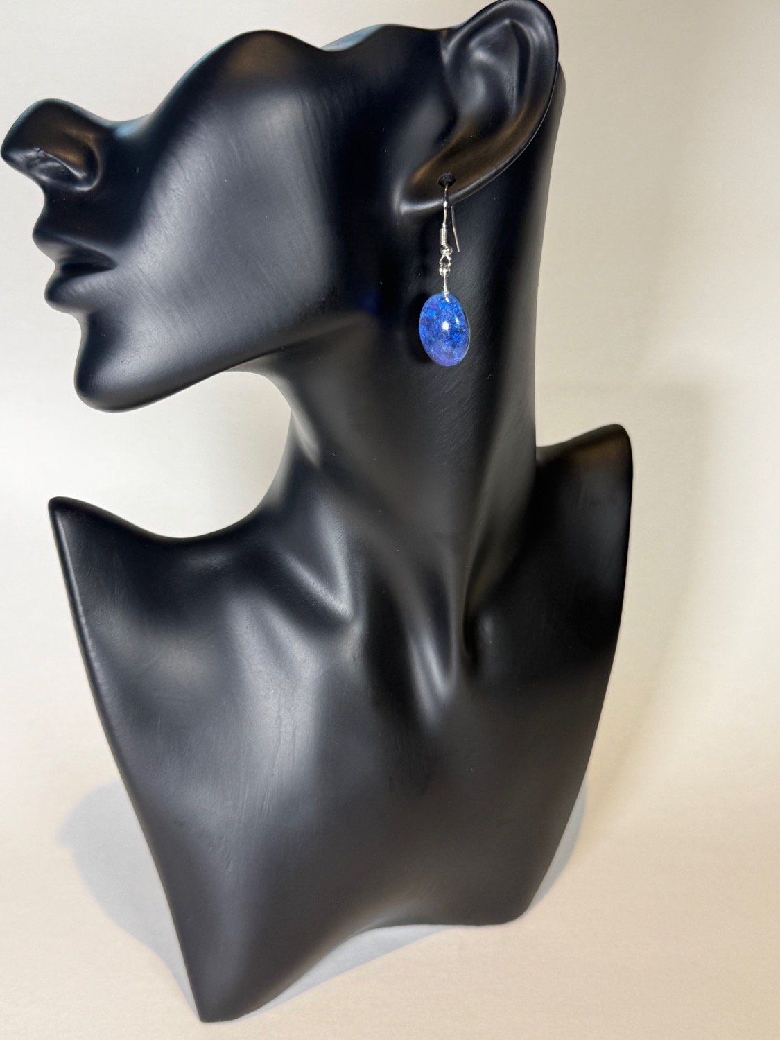 Electric blue oval earrings