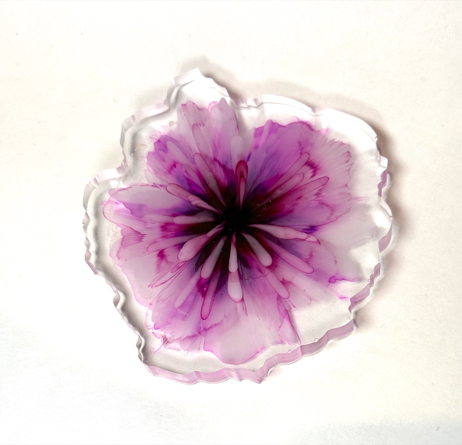 Purple peony coaster close-up