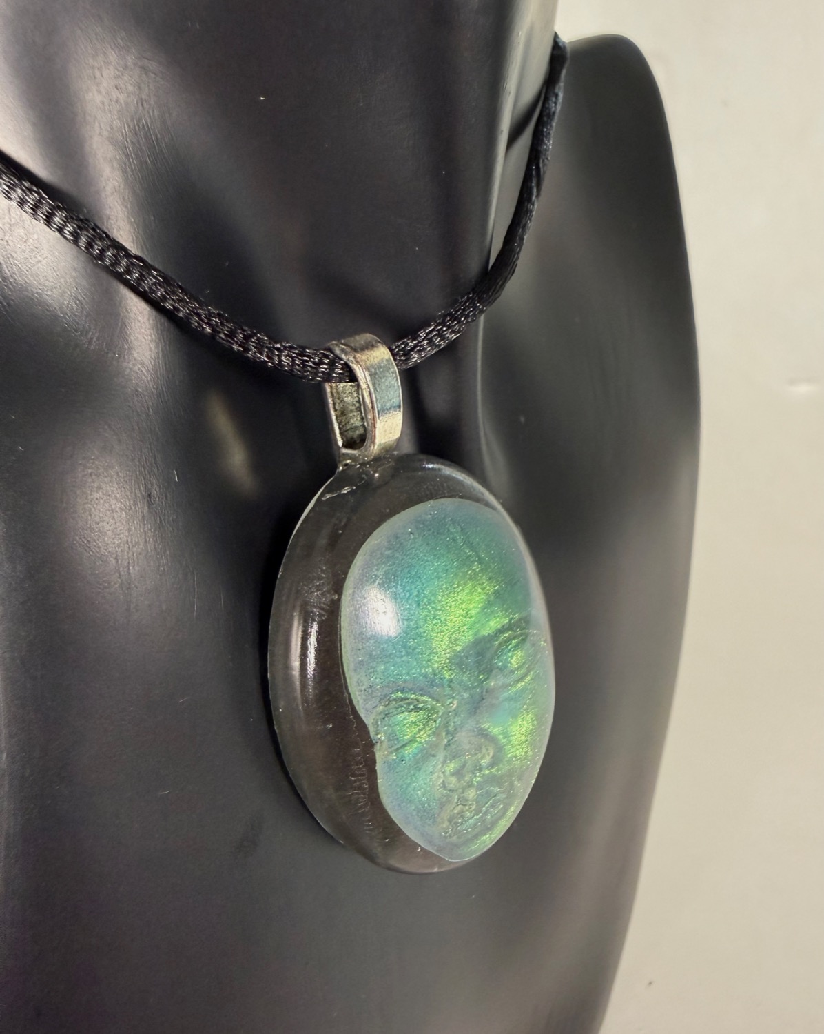 Teal moon pendant view 4