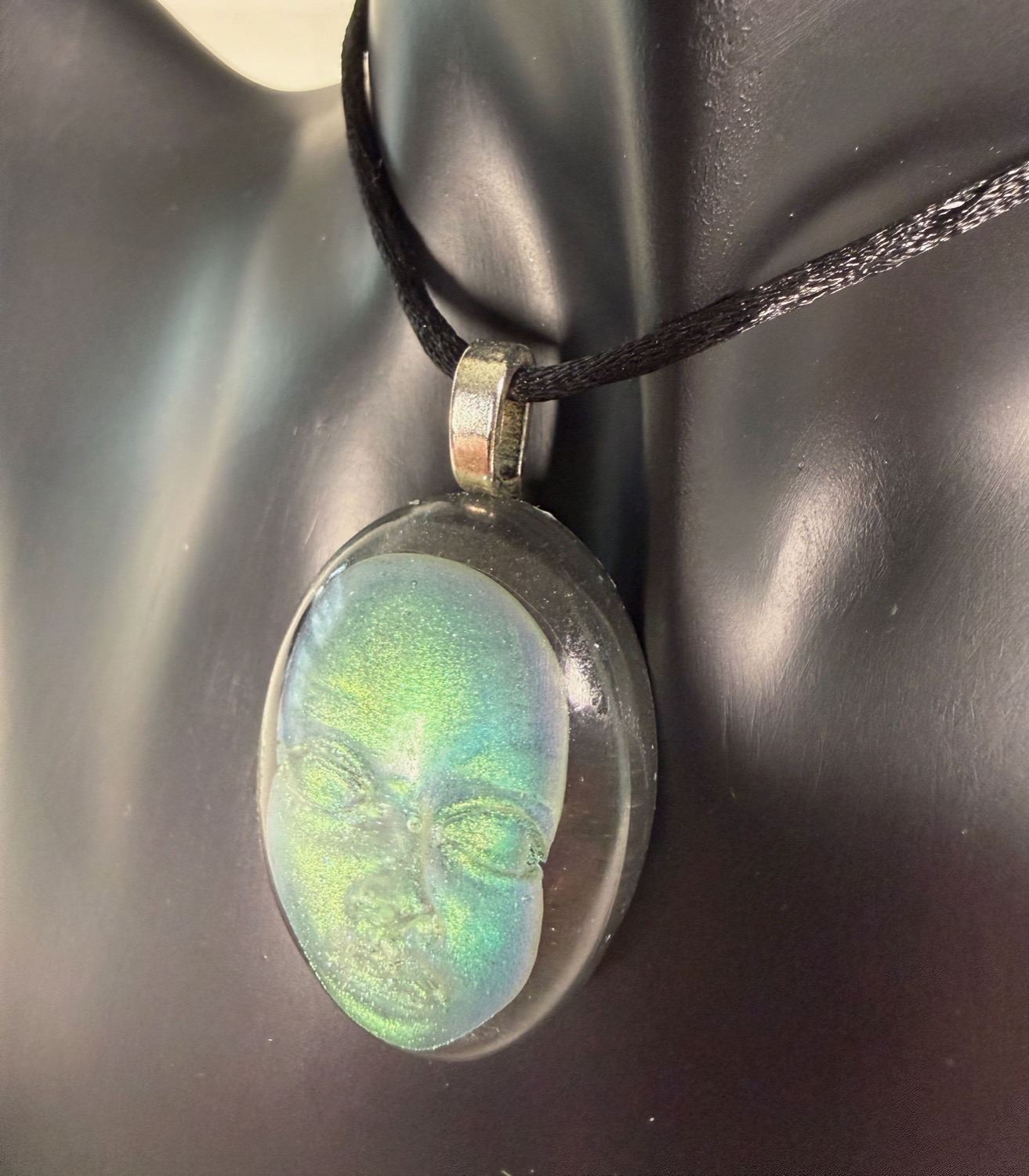 Teal moon pendant view 5
