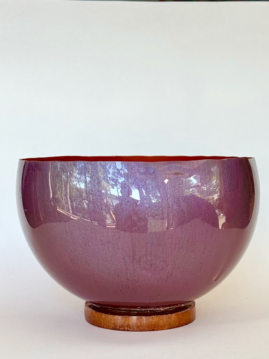 Balloon Bowl — purple resin bowl with orange interior