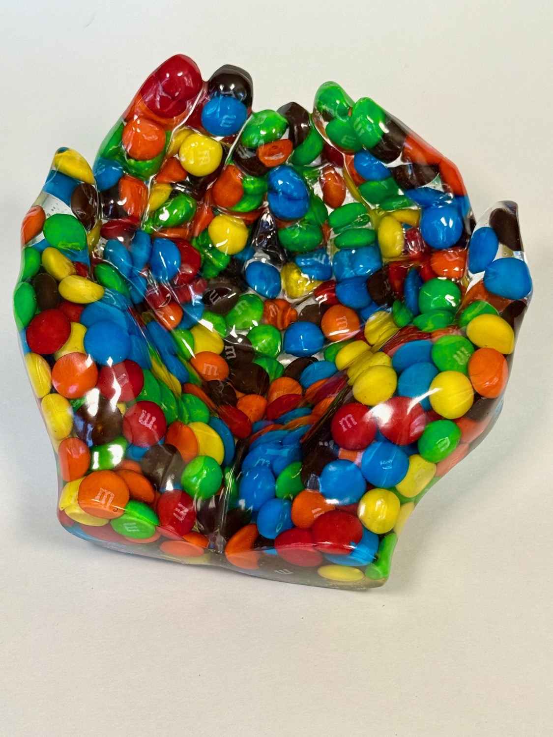 M&M Hands top view with M&Ms