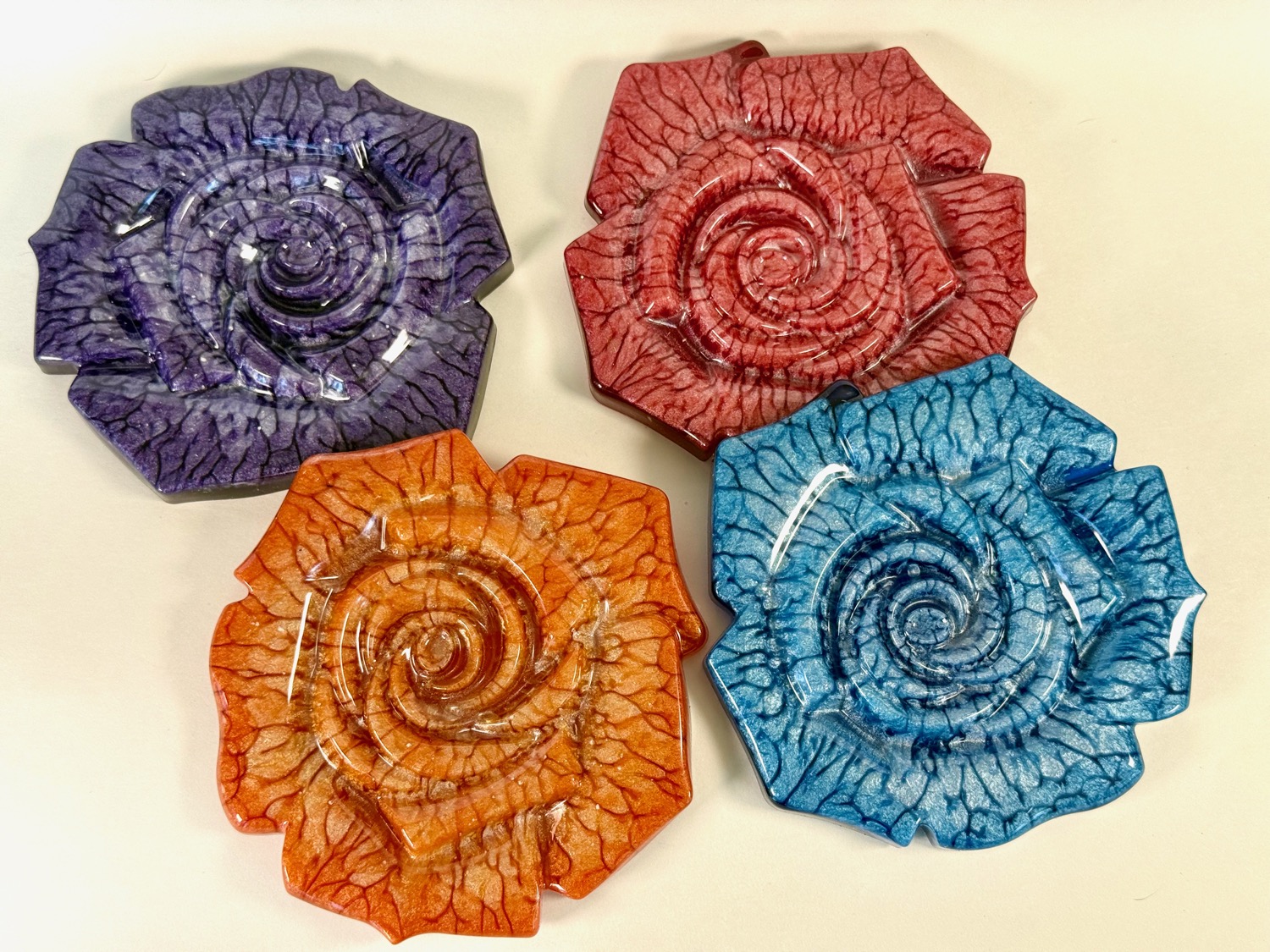 Crackling Rose coasters top view