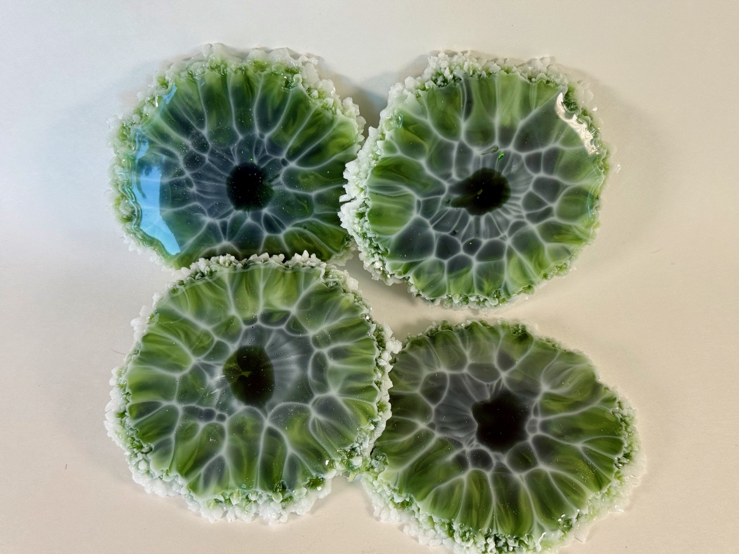 Emerald Geode coasters top view