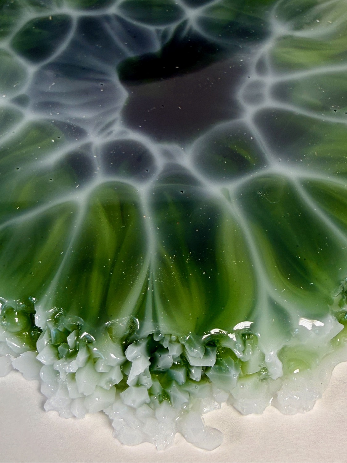Emerald Geode coaster crystal edge close-up