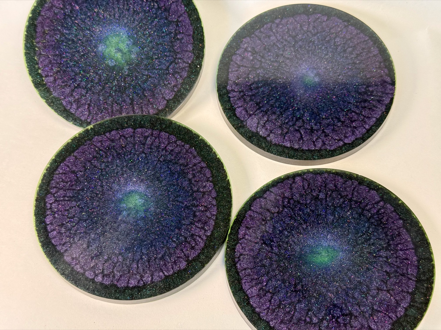 Purple Nebula coasters studio view