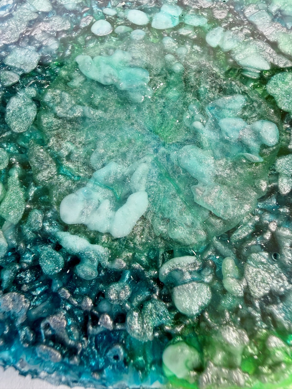 Sea Glass Geode coaster macro detail