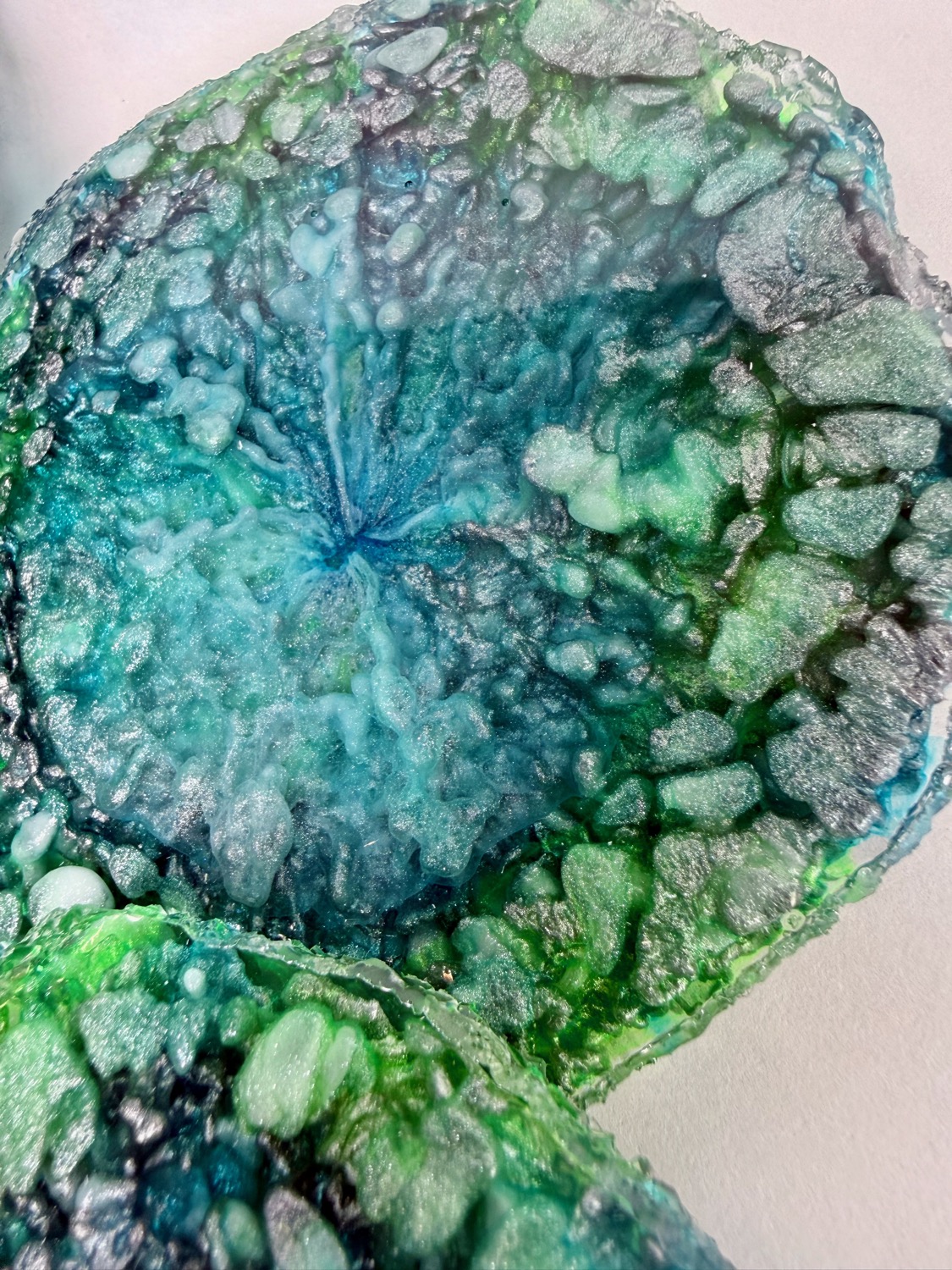 Sea Glass Geode coaster centre close-up