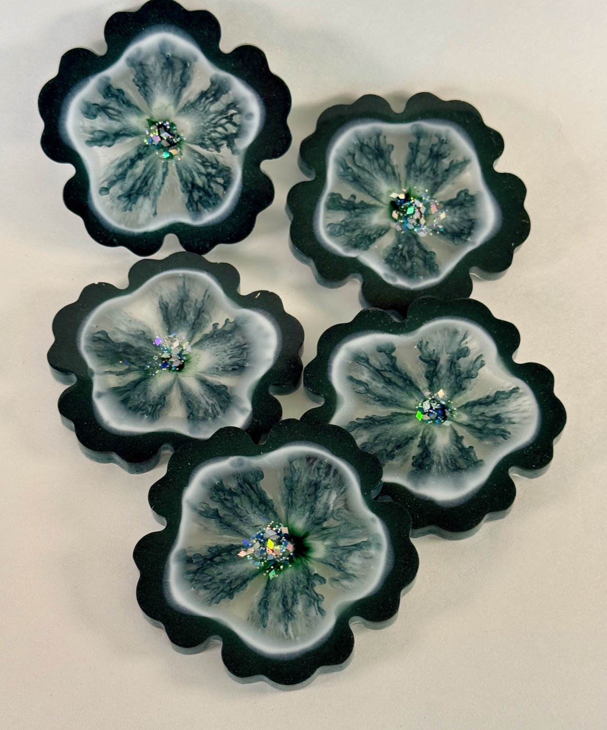 Forest Blossom coasters studio view 2