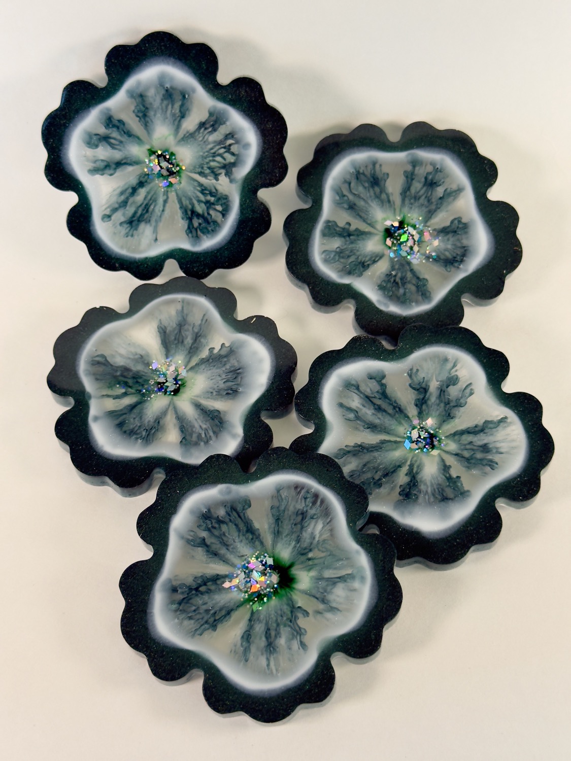 Forest Blossom coasters studio view 3