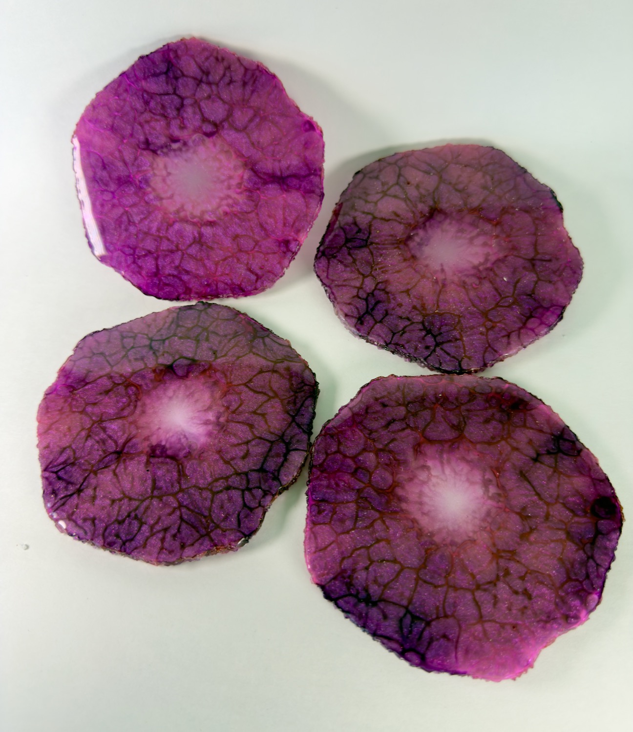 Magenta Geode coasters set of four