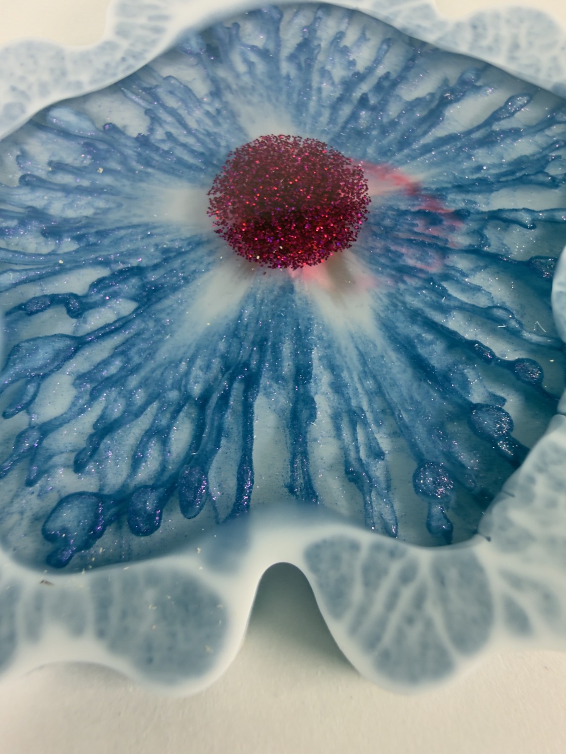 Cornflower Blossom coaster centre close-up
