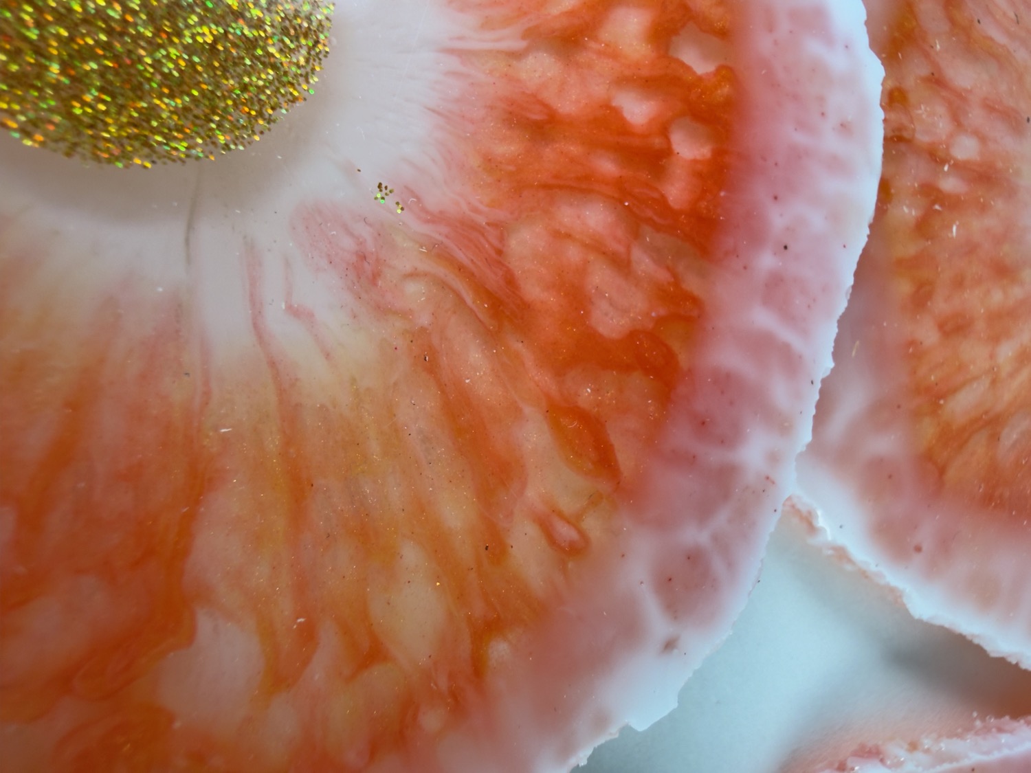 Coral Sunburst coaster close-up