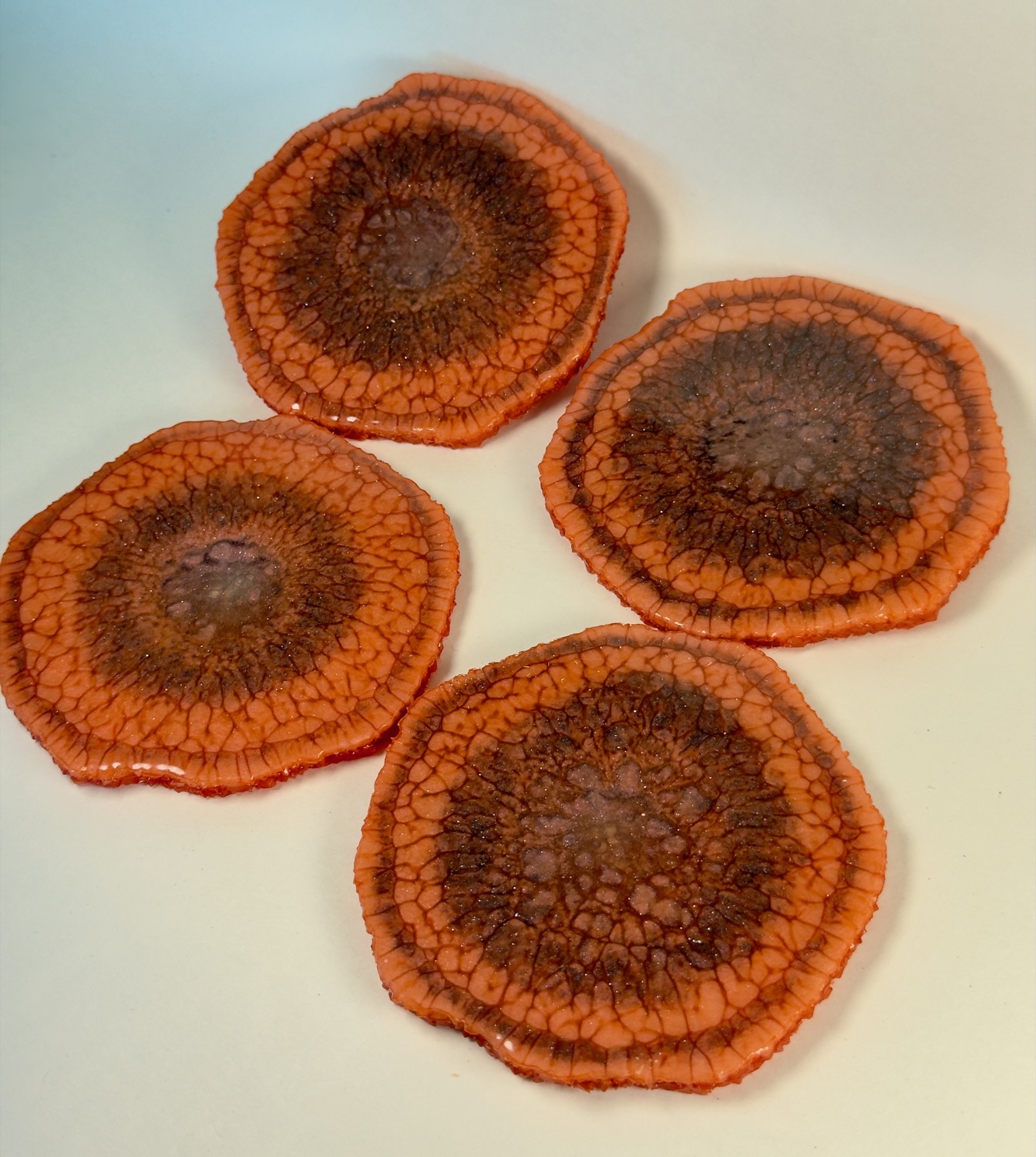 Terracotta Geode coasters studio view