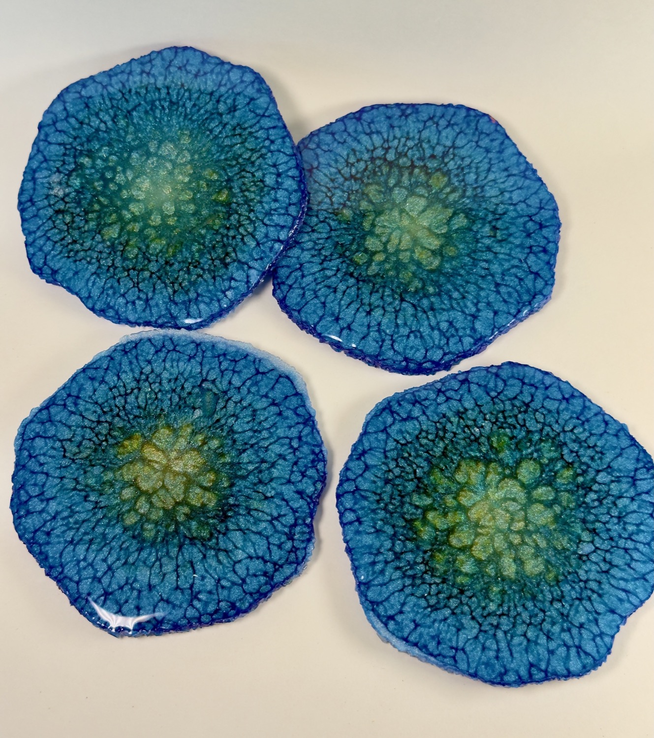 Cobalt Bloom coasters set of four