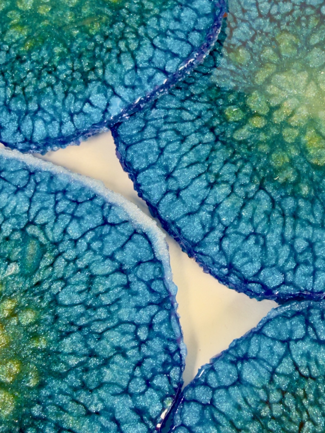Cobalt Bloom coaster veined texture close-up