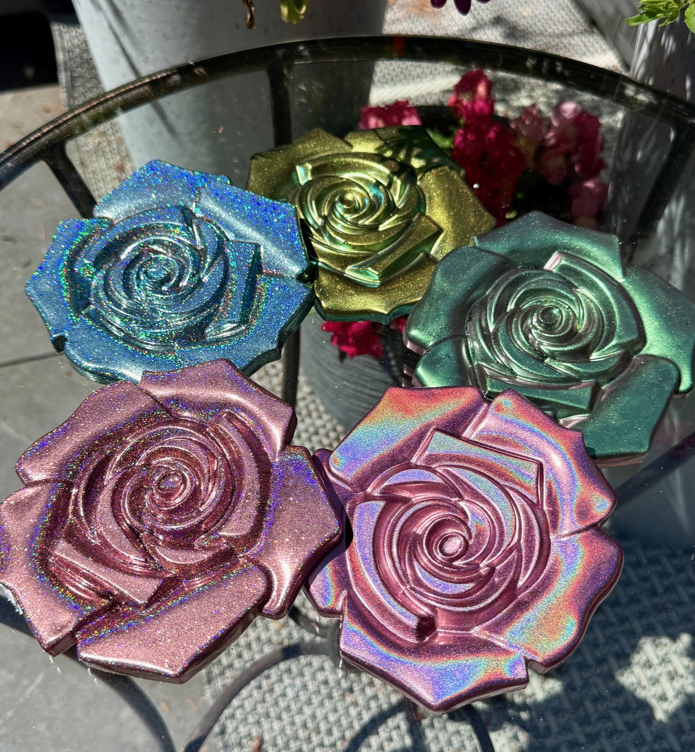 Sea Glass Geode coaster outdoor view