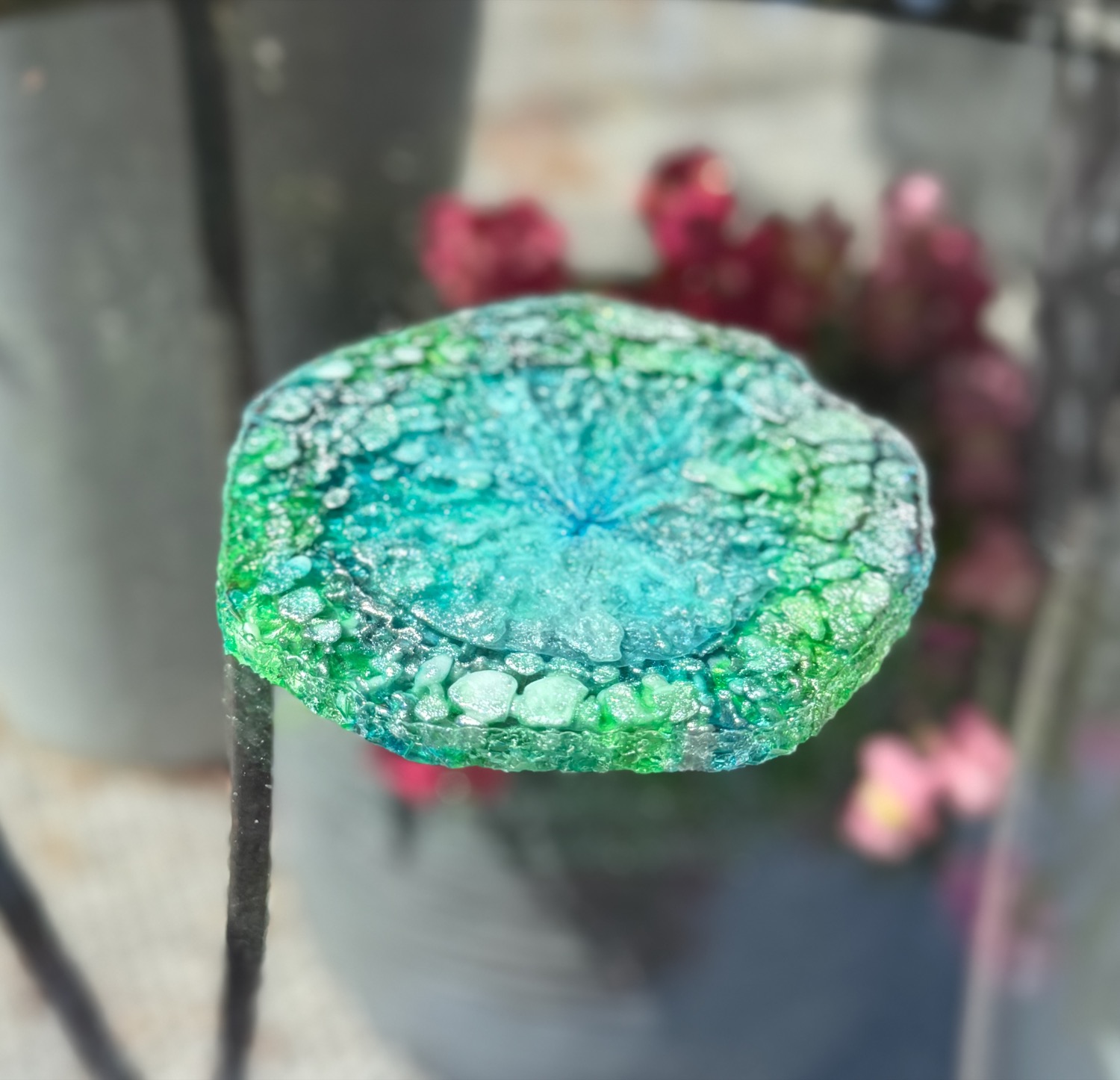 Sea Glass Geode coaster outdoor close-up