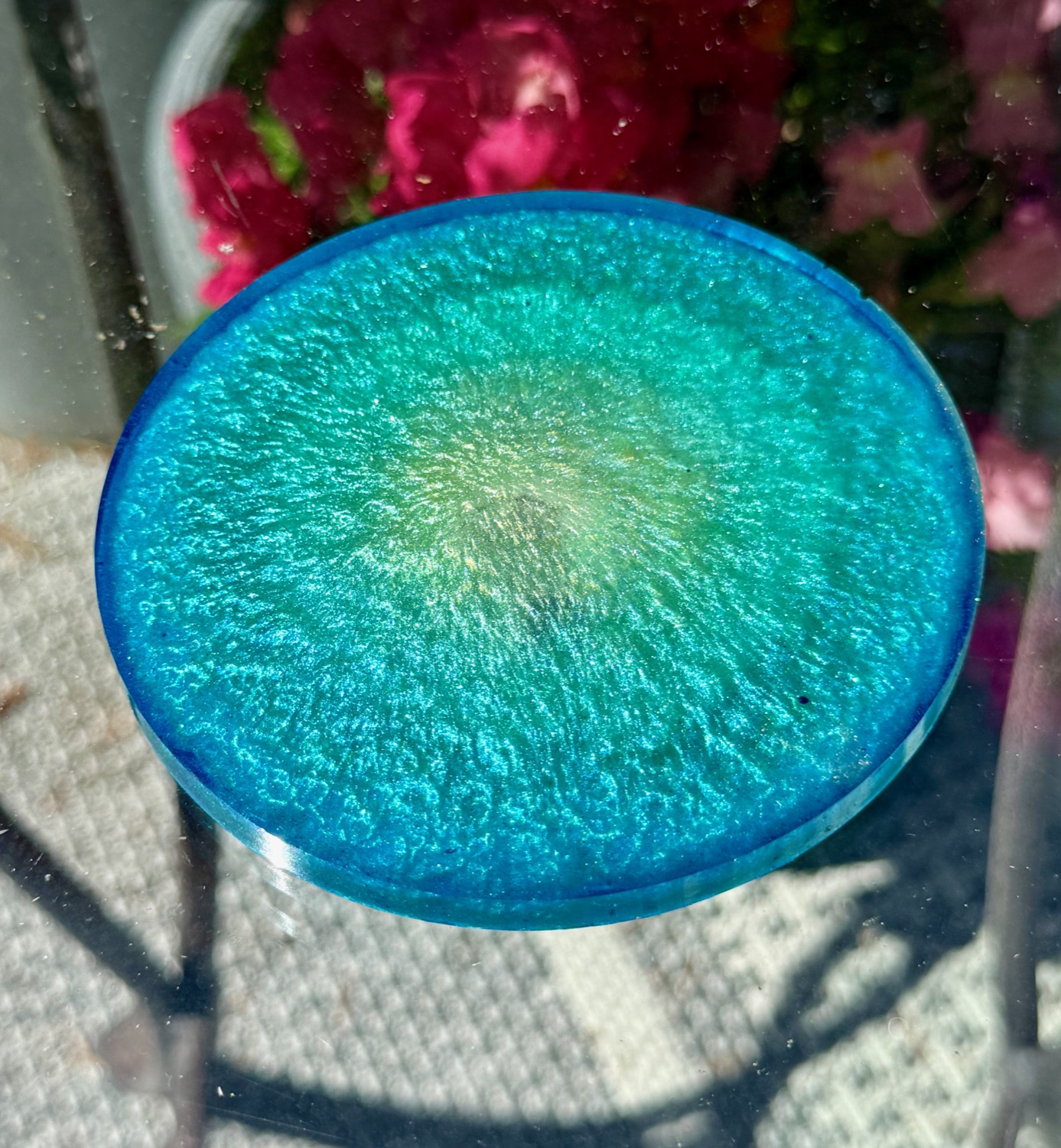Mermaid Geode coaster outdoor view