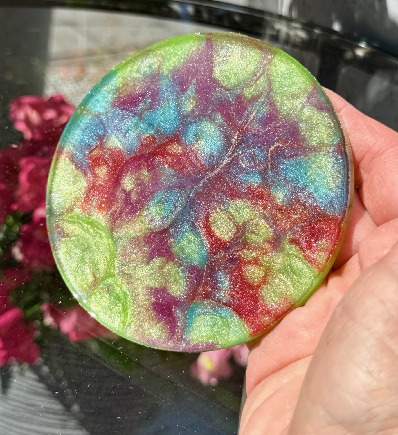Fiesta coaster held in hand outdoors