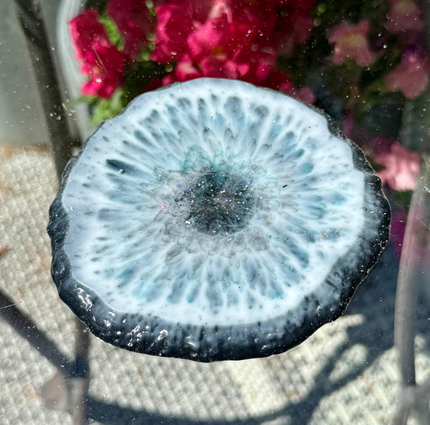 Stormcloud Geode coaster outdoor view