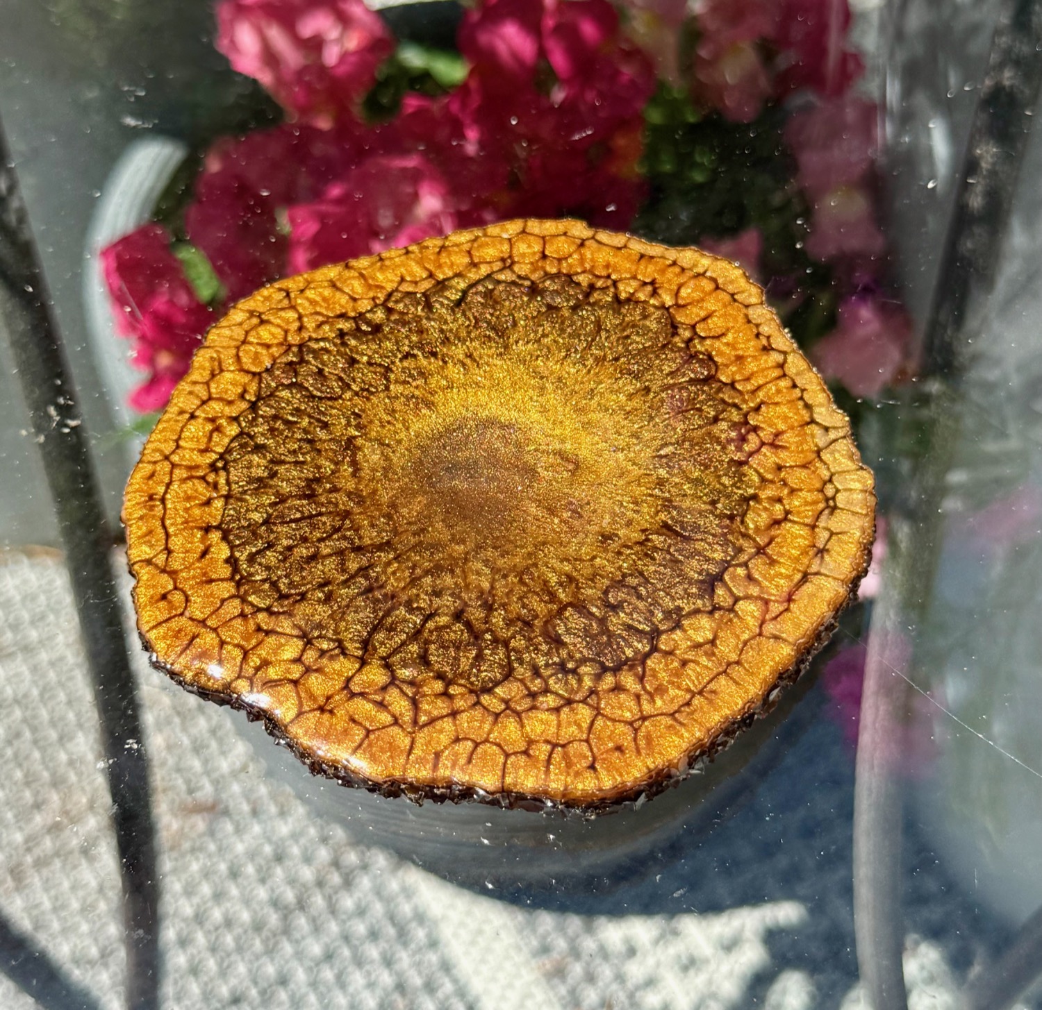 Amber Geode coaster outdoor view
