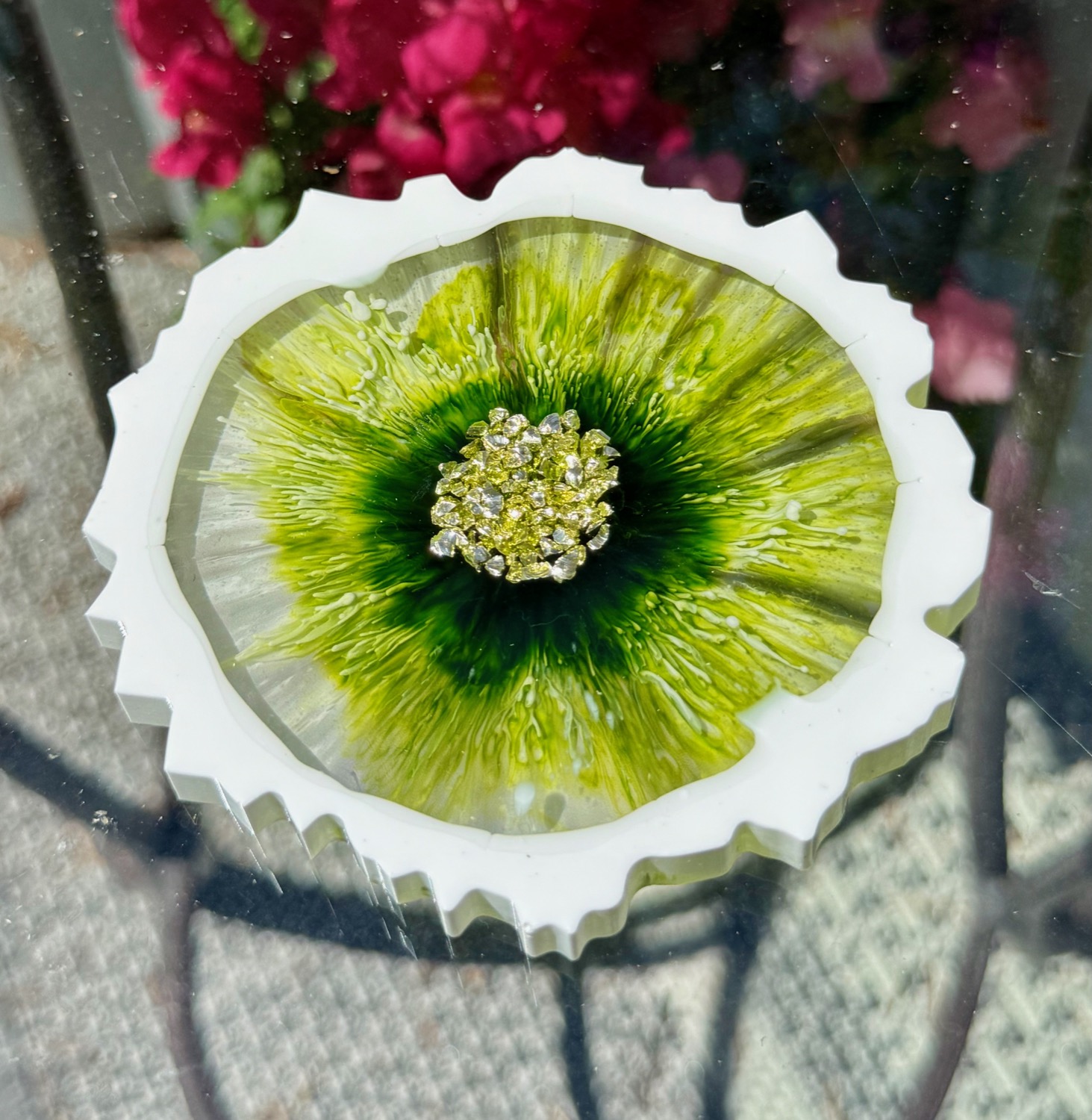 Cornflower Blossom coaster outdoor view