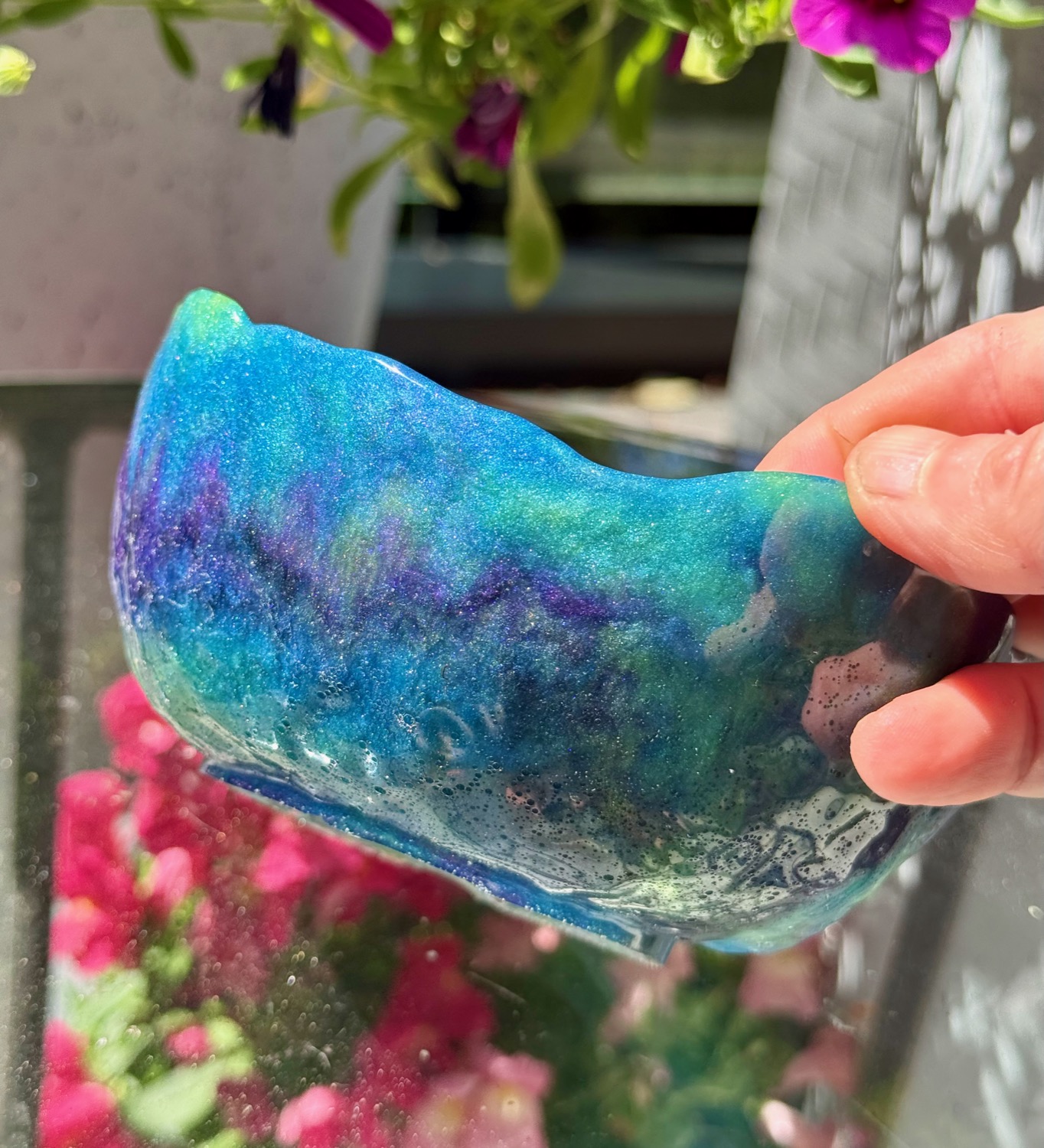 Northern Lights Bowl held in hand outdoors